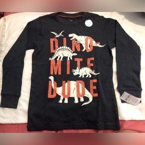 NWT Boys Dino Long Sleeve Glow in Dark Shirt Sz 6 Carters